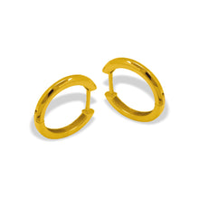 Load image into Gallery viewer, 14K Yellow White Rose Gold Elegant High Polished Angled Huggie Hoop Earrings
