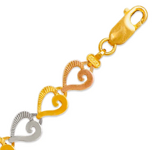 Load image into Gallery viewer, 14K Tri Color Gold Faceted Diamond Cut Bracelet 7 mm 7" Chain Brazalete tricolor
