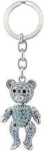 Load image into Gallery viewer, Movable Teddy Bear Key Chain Crystal Key Ring 4 1/2 inches long
