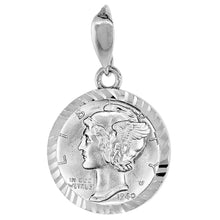 Load image into Gallery viewer, 925 Sterling Silver 10 Cent Dime Coin Bezel 18mm Diamond Cut Prong Cut
