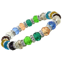 Load image into Gallery viewer, 7 in. Multi Color Faceted Glass Crystal Bracelet on Elastic Nylon Strand
