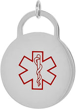 Load image into Gallery viewer, Surgical Stainless Steel Medical Alert ID Tag Pendant 1 Inch Round 24 inch Long
