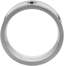 Load image into Gallery viewer, 8mm Titanium Wedding Band Cross Ring Deep Carving Grooved Edges Fit Sizes 6-14
