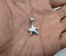 Load image into Gallery viewer, 925 Sterling Silver Plain Rounded Hollow Star Pendant 1/2 (13mm) Inch Tall
