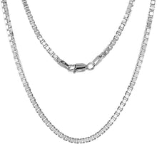 Load image into Gallery viewer, Sterling Silver Box Chain Necklace Bracelet Medium Thick 1.2mm-2.2mm Size 7"-30"
