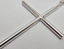 Load image into Gallery viewer, 925 Sterling Silver Plain 4mm Tubular Cross Pendant 3 Inch Tall (75mm)
