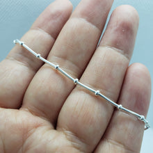 Load image into Gallery viewer, Sterling Silver Snake Chain Station Necklaces Bracelets Italy 1mm, Size 7"-30"
