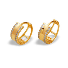 Load image into Gallery viewer, 14K Gold Hoop Earrings Sparkling Accents Elegant Huggie Hoop Minimalist 5.5x14mm
