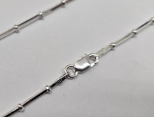 Load image into Gallery viewer, 925 Sterling Silver Beaded Square Snake Station Chain Necklace 2mm 7" to 20"
