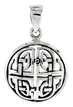 Load image into Gallery viewer, 925 Sterling Silver Large Round Celtic Dara Knot Pendant 1 (25mm) Inch Tall
