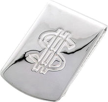 Load image into Gallery viewer, Sterling Silver Money Clip Dollar Sign Embossed Wide Made Italy 1 X 1 3/4 inch
