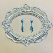 Load image into Gallery viewer, Sterling Silver Synthetic Opal Dangle Drop Post Earrings Zirconia Accent

