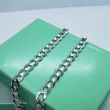 Load image into Gallery viewer, 14K White Gold Solid Cuban Curb Link Chain Necklace Bracelet 3mm~4mm 7"~30"
