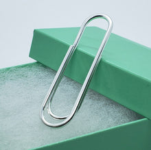 Load image into Gallery viewer, 925 Sterling Silver Large Paper Clip Money Clip Made in Italy 2 3/8 x 5/8 inch

