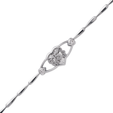 Load image into Gallery viewer, 14K White Gold Gold Fancy 15 Anos Years on Heart CZ Bracelet Quinceañera Gift
