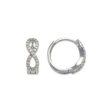 Load image into Gallery viewer, 14K Yellow Gold or White Gold Earrings Sparkling Accents Huggies Hoop 5x14mm
