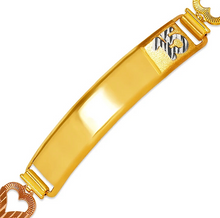 Load image into Gallery viewer, 14K Tri Color Gold 15 Anos Quinceanera Diamond Cut Faceted ID Bracelet 7.5mm/8mm
