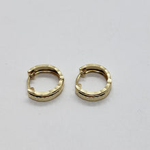 Load image into Gallery viewer, 14K Real Yellow White Gold Huggie Hoop Earrings Diamond Cut Round 11mm Men Women
