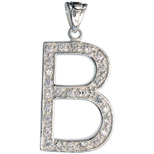 Load image into Gallery viewer, 925 Sterling Silver CZ Block Initial Letter Alphabet Pendant 1 5/8 Inch Wide
