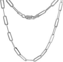 Load image into Gallery viewer, 925 Sterling Silver Paperclip Chain Necklace Bracelet Italy 4mm Sizes 7-30 inch
