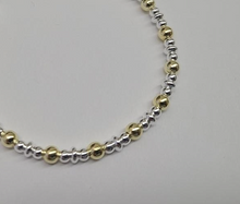 Load image into Gallery viewer, 925 Sterling Silver Saucer Bead Bracelet w/ Yellow Gold Finish 4mm, 7" to 8"
