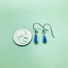 Load image into Gallery viewer, Sterling Silver Synthetic Opal Dangling Earrings Thin Water Droplets
