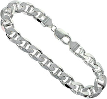 Load image into Gallery viewer, 925 Sterling Solid Silver Italy Flat Mariner Link Chain Necklace Bracelet 10.5mm
