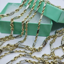 Load image into Gallery viewer, Authentic 14k Gold Two Tone Figarope Chain Necklace or bracelet 3mm-6mm 7"-30"
