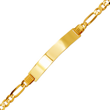 Load image into Gallery viewer, 14K Yellow Gold Figaro Concave ID Bracelet 7mm/5mm 7" 7.5" Engraving Available
