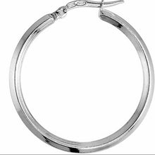 Load image into Gallery viewer, Sterling Silver Click Tob Hoop Earrings for Women 2mm Diamond Shape Tubing Italy
