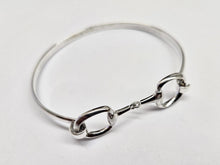 Load image into Gallery viewer, 925 Sterling Silver Eggbutt Snaffle Bit Bangle Bracelet 13mm Hook &amp; Eye Clasp 7"
