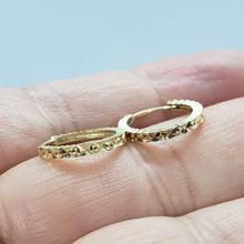 Load image into Gallery viewer, 14K Real Yellow White Gold Huggie Hoop Earrings Diamond Cut Round 12mm Men Women
