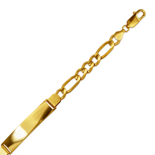 Load image into Gallery viewer, 14K Yellow Gold Figaro Chain ID Bracelet 10mm/7mm 8" 8.5" Engraving Available
