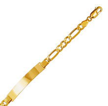 Load image into Gallery viewer, 14K Yellow Gold Figaro Concave ID Bracelet 7mm/6mm Wide 8" Engraving Available
