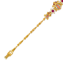 Load image into Gallery viewer, 14K Tricolor Gold Fancy Frog Bracelet 2mm Wide 13mm Center, Set Available
