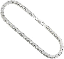 Load image into Gallery viewer, Sterling Silver Italian Heavy BOX Chain Bracelets 3mm Mirror Cut Square 7-8 inch
