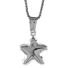 Load image into Gallery viewer, 925 Sterling Silver Plain Rounded Hollow Star Pendant 1/2 (13mm) Inch Tall
