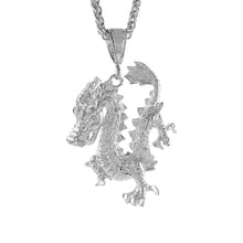 Load image into Gallery viewer, 925 Sterling Silver Large Chinese Dragon Pendant Diamond Cut 2 (50mm) Inch
