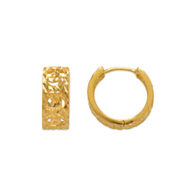 Load image into Gallery viewer, 14K Real Yellow White Gold Huggie Hoop Earrings Diamond Cut Round 14mm Men Women
