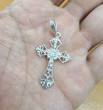 Load image into Gallery viewer, 925 Sterling Silver Filigree Cross Pendant Religious High Quality 1 3/8 inch
