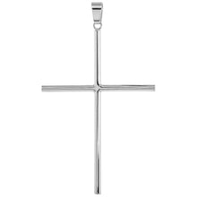 Load image into Gallery viewer, 925 Sterling Silver Large Plain Tubular Cross Pendant 3 Inch Tall (75mm)
