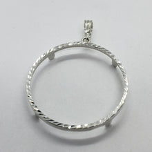 Load image into Gallery viewer, 925 Sterling Silver Half Dollar Bezel 30 mm Coins Prong Back Diamond Cut 50 Cent
