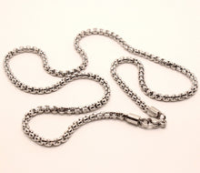 Load image into Gallery viewer, Stainless Steel Cylindrical Round Box Chain Necklace 3.6mm, Sizes 18-24 Inches
