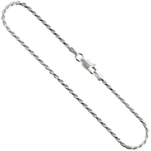 Load image into Gallery viewer, 925 Sterling Silver Twisted Rope Chain Anklet 1.8mm, Fits 9" to 9.5" Ankles

