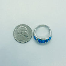 Load image into Gallery viewer, Sterling Silver Blue Synthetic Opal Knife Edge Ring
