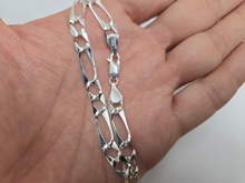 Load image into Gallery viewer, 925 Sterling Silver Figaro Flat Link Bracelet 6mm Chain Loster 7" to 7.5" Long
