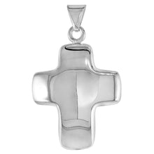 Load image into Gallery viewer, 925 Sterling Silver Large Puffed Hollow Cross Pendant 1 25/32 Inch (45mm) Tall

