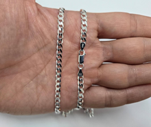 Load image into Gallery viewer, 925 Sterling Silver Beveled Edges Curb Cuban Link Chain Necklace 4.5mm 7" to 40"
