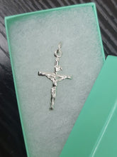 Load image into Gallery viewer, 925 Solid Sterling Silver Small Crucifix Pendant, 1 inch 24mm Height Made in USA
