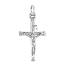 Load image into Gallery viewer, 925 Solid Sterling Silver Small Crucifix Pendant, 1 inch 24mm Height Made in USA
